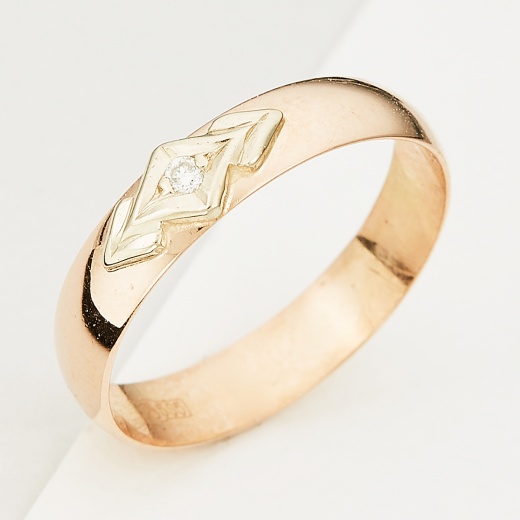 Кольцо из комбинированного золота 585 пробы c 1 бриллиантом Л54037525 фото 1