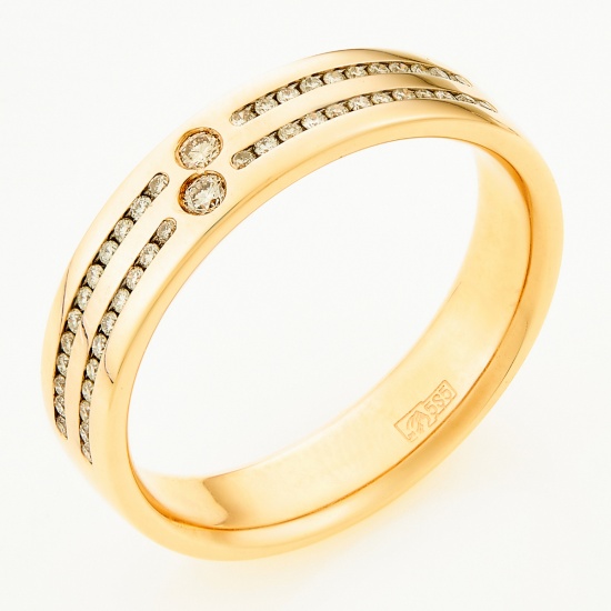 Кольцо обручальное из красного золота 585 пробы c 48 бриллиантами