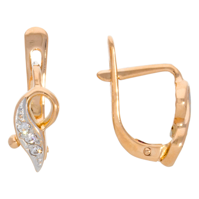 Серьги из золота 585 пробы c фианитами