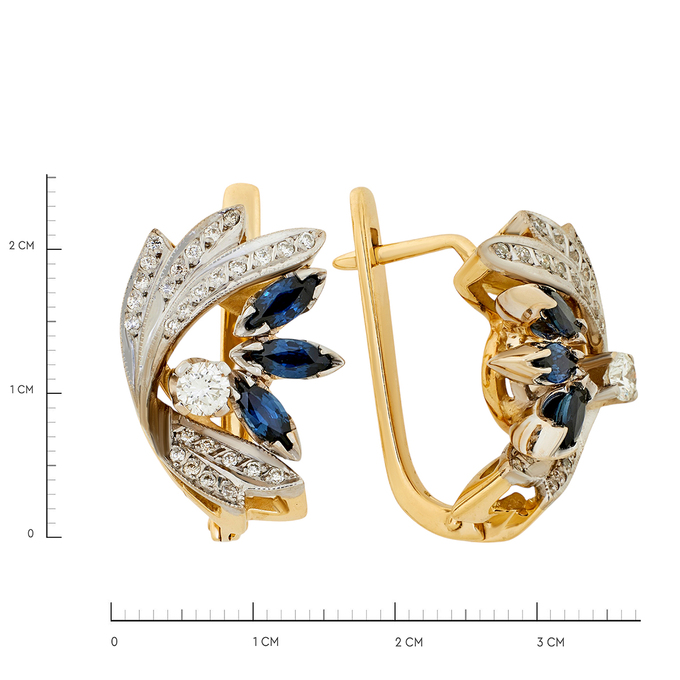 Серьги из золота 750 пробы c бриллиантами и сапфирами, Л 2812 5123 за 210000