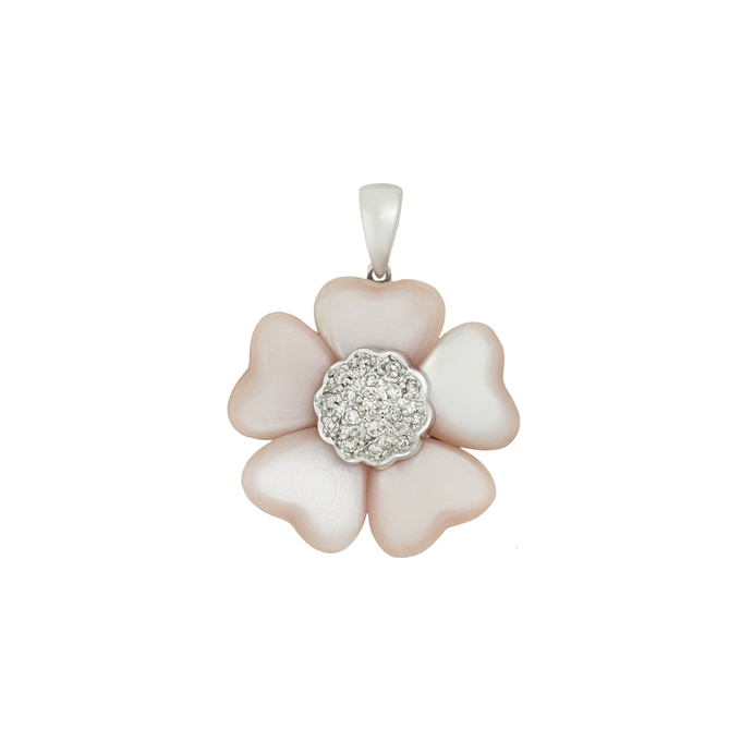 Подвеска из золота 585 пробы c бриллиантами и перламутром