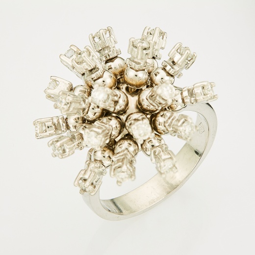 Кольцо из белого золота 750 пробы c 19 бриллиантами Л47073031 фото 1