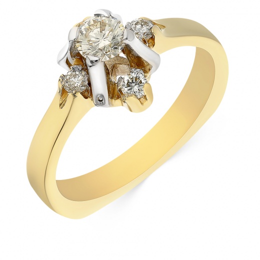 Кольцо из комбинированного золота 750 пробы c 5 бриллиантами Л33051844 фото 1