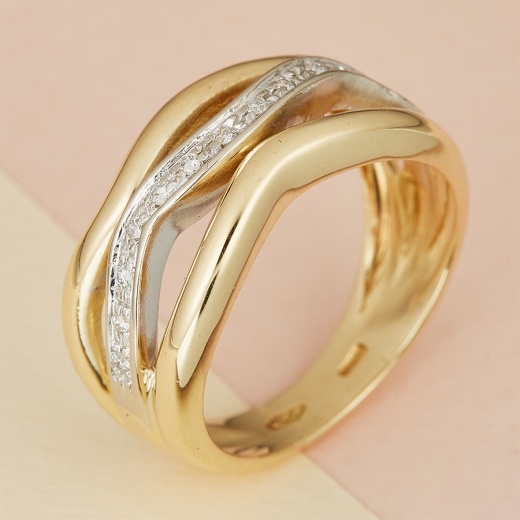 Кольцо из комбинированного золота 750 пробы c 12 бриллиантами 104092 фото 1