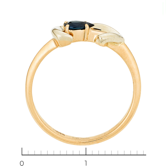 Кольцо из комбинированного золота 585 пробы c 1 сапфиром, Л29123771 за 18130