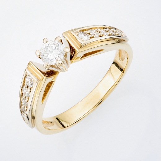 Кольцо из комбинированного золота 750 пробы c 13 бриллиантами Л08074912 фото 1