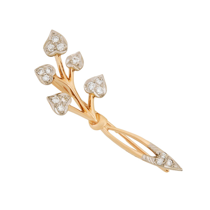 Брошь из золота 585 пробы c бриллиантами