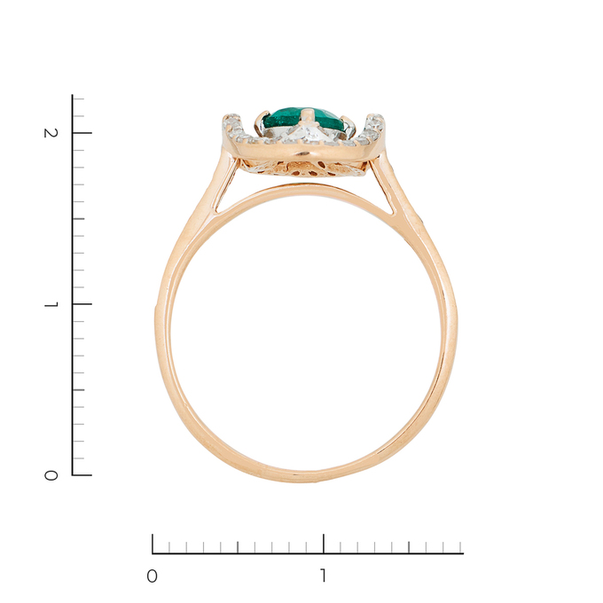 Кольцо из золота 585 пробы c 50 бриллиантами и 1 изумрудом, Л 7601 1654 за 38800