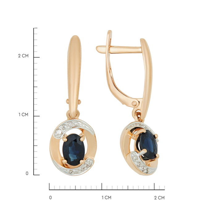 Серьги из золота 585 пробы c сапфирами и бриллиантами, Ц О007 1217 за 56800