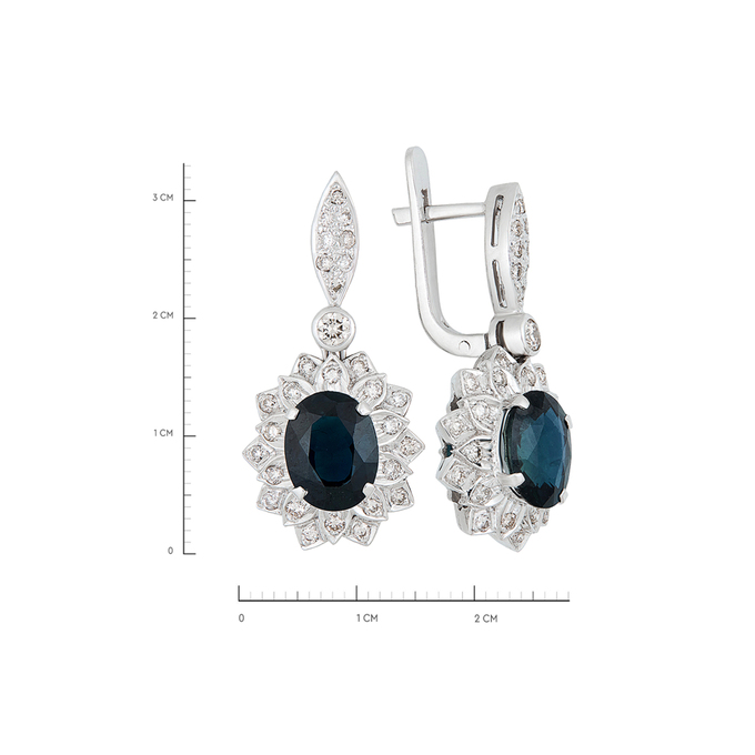 Серьги из золота 585 пробы c сапфирами и бриллиантами, К 0000 3258 за 152000