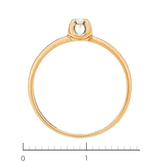 Кольцо из комбинированного золота 585 пробы c 1 бриллиантом, Л66020718 за 6950
