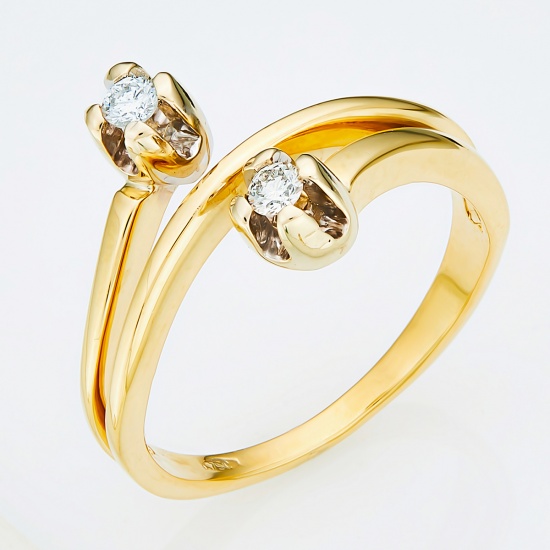 Кольцо из желтого золота 750 пробы c 2 бриллиантами, Л71011155 за 53400