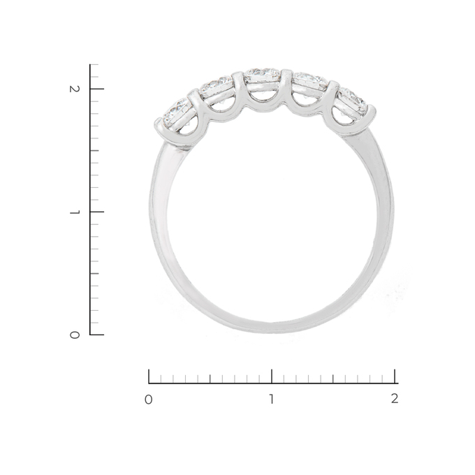 Кольцо из белого золота 750 пробы c 5 бриллиантами