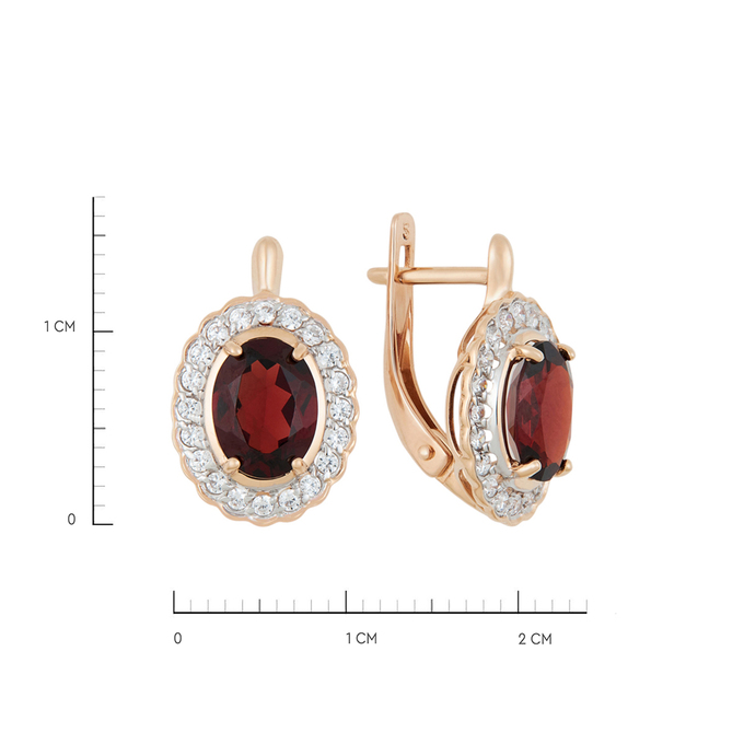 Серьги из золота 585 пробы c гранатами и фианитами, К 0000 3163 за 36500