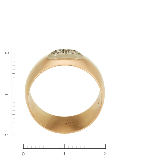 Кольцо из комбинированного золота 583 пробы c 1 бриллиантом, Л47092360 за 47530
