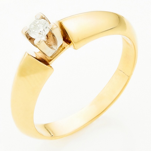 Кольцо из комбинированного золота 585 пробы c 1 бриллиантом Л18090825 фото 1