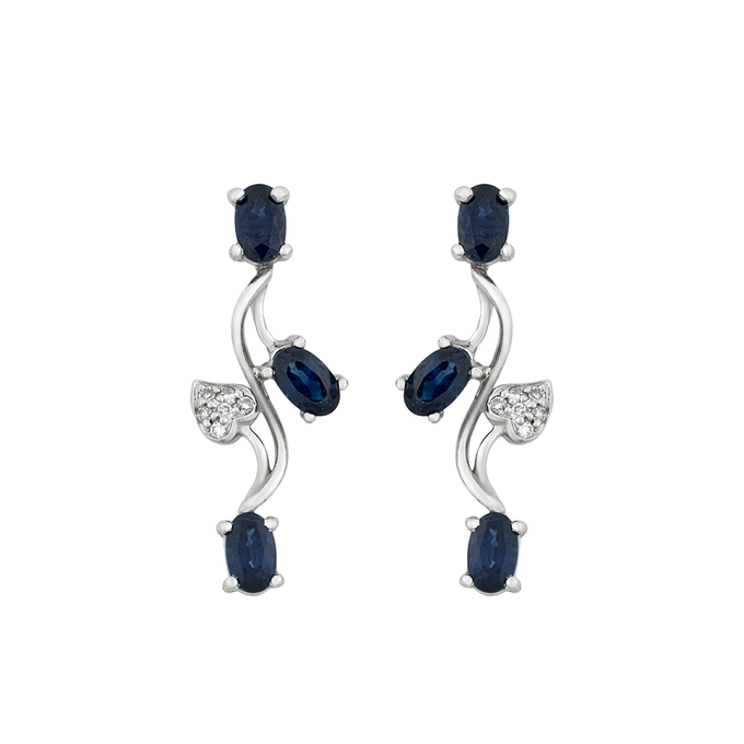 Серьги из золота 585 пробы c сапфирами и бриллиантами, К 0000 3337 за 67500