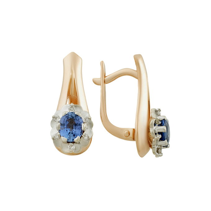 Серьги из золота 585 пробы c цветными сапфирами и бриллиантами, Л 6001 3517 за 63920