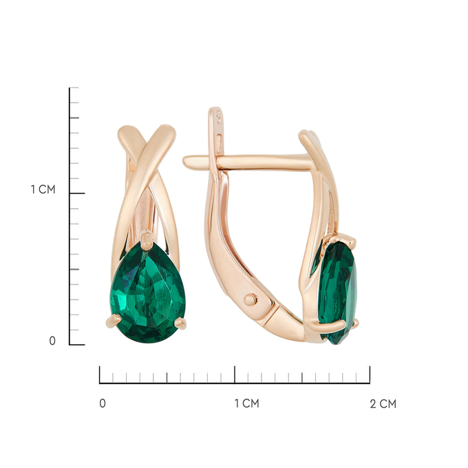 Серьги из золота 585 пробы c синтетическими изумрудами, К 0000 3881 за 23400