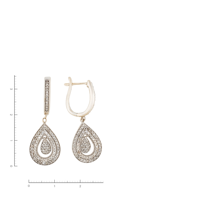 Серьга из золота 585 пробы c 87 бриллиантами