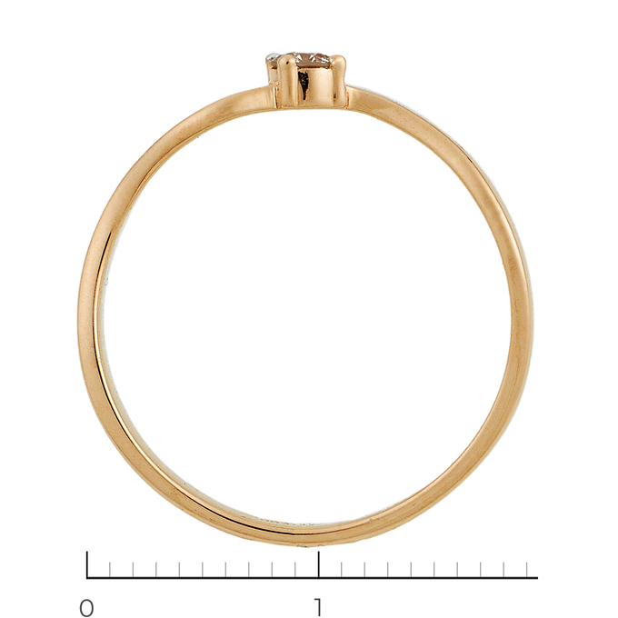 Кольцо из красного золота 585 пробы c 1 бриллиантом, Л 7101 7477 за 22320