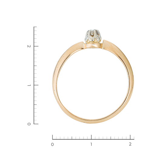 Кольцо из комбинированного золота 585 пробы c 1 бриллиантом, Л37058818 за 14630