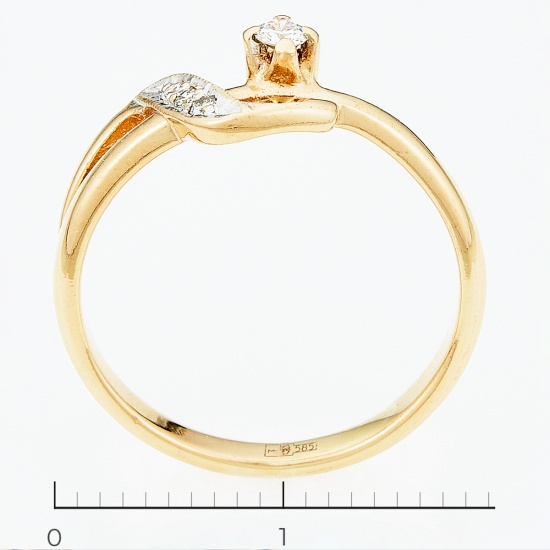 Кольцо из комбинированного золота 585 пробы c 4 бриллиантами, Л39089715 за 12000