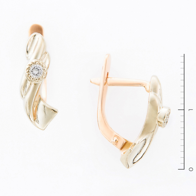 Серьги из золота 585 пробы c 2 бриллиантами