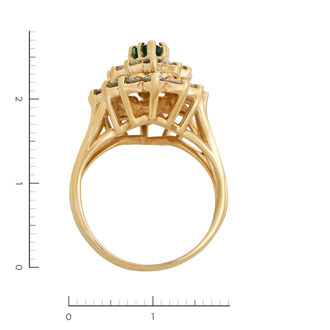 Кольцо из золота 585 пробы c 26 бриллиантами и 1 изумрудом, Л 7502 0821 за 97500