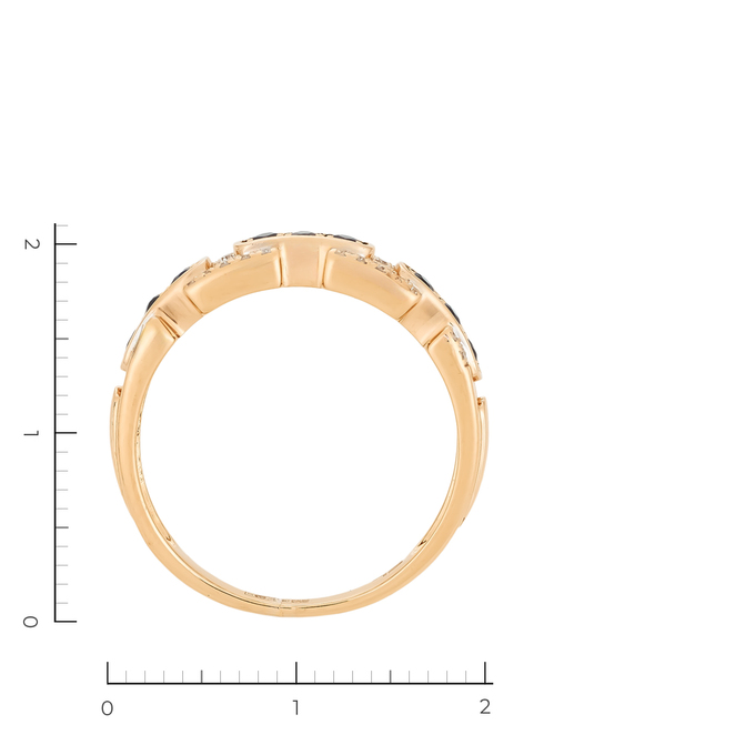 Кольцо из красного золота 585 пробы c 28 бриллиантами и 9 сапфирами, Л 1911 2480 за 28400