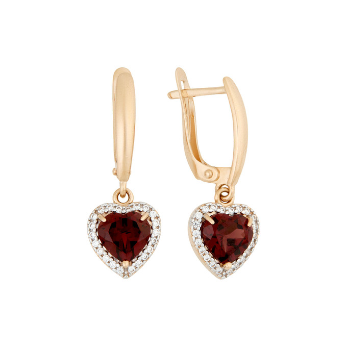 Серьги из золота 585 пробы с гранатами и фианитами, Ц О007 3329 за 39500
