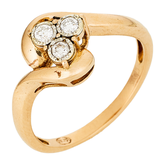 Кольцо из комбинированного золота 585 пробы c 3 бриллиантами, Л20102871 за 23120