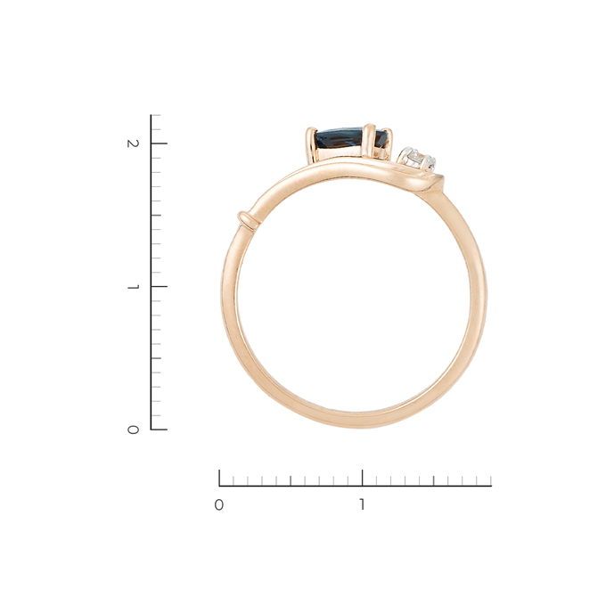 Кольцо из золота 585 пробы c 1 бриллиантом и 1 сапфиром, Л 1615 0386 за 22140