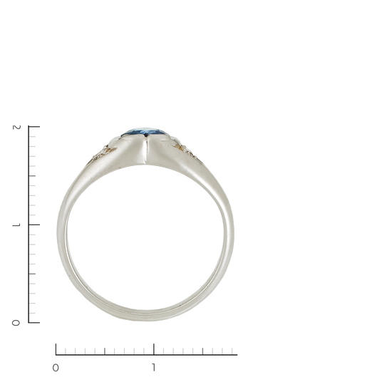 Кольцо из белого золота 585 пробы c 1 сапфиром и 2 бриллиантами, Л37059754 за 32000