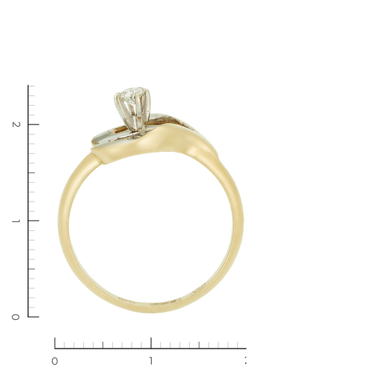 Кольцо из комбинированного золота 585 пробы c 1 бриллиантом, Л45070625 за 32130