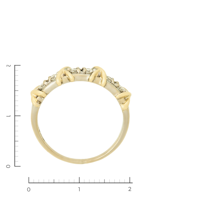 Кольцо из комбинированного золота 585 пробы c 6 бриллиантами