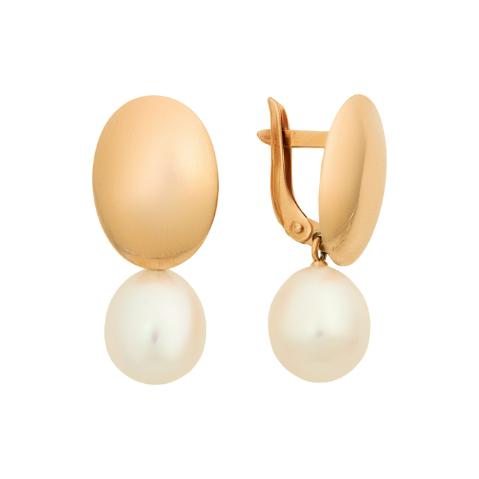 Серьги из золота 585 пробы c культивированным жемчугом