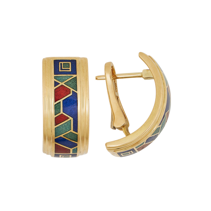 Серьги из золота 750 пробы c эмалью