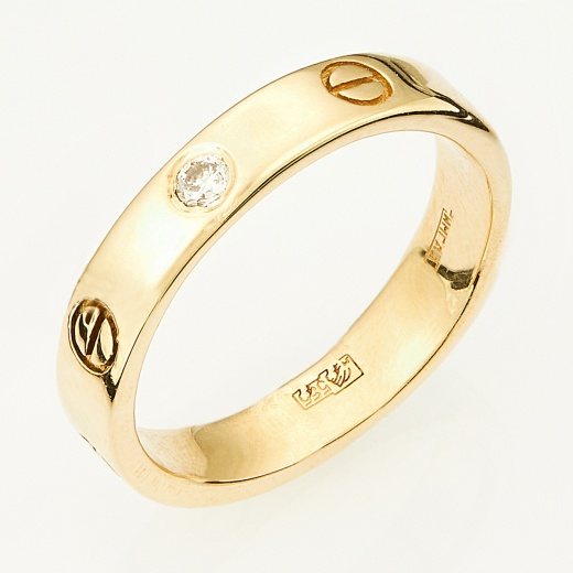 Кольцо из желтого золота 585 пробы c 1 бриллиантом Л60008852 фото 1