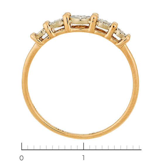 Кольцо из комбинированного золота 585 пробы c 5 бриллиантами, Л39089774 за 6300