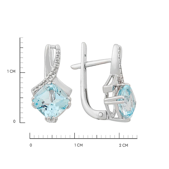 Серьги из золота 585 пробы c топазами и бриллиантами, Ц О007 2861 за 30400