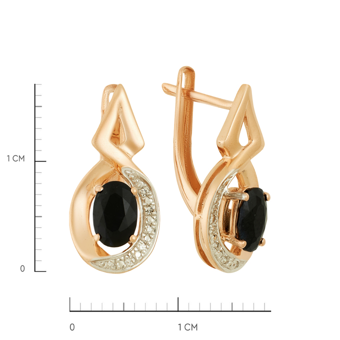 Серьги из золота 585 пробы c корундами и бриллиантами, Л 1114 5253 за 36960