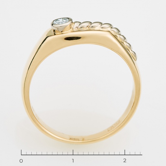 Кольцо печатка из комбинированного золота 750 пробы c 1 бриллиантом, Л33078950 за 45405