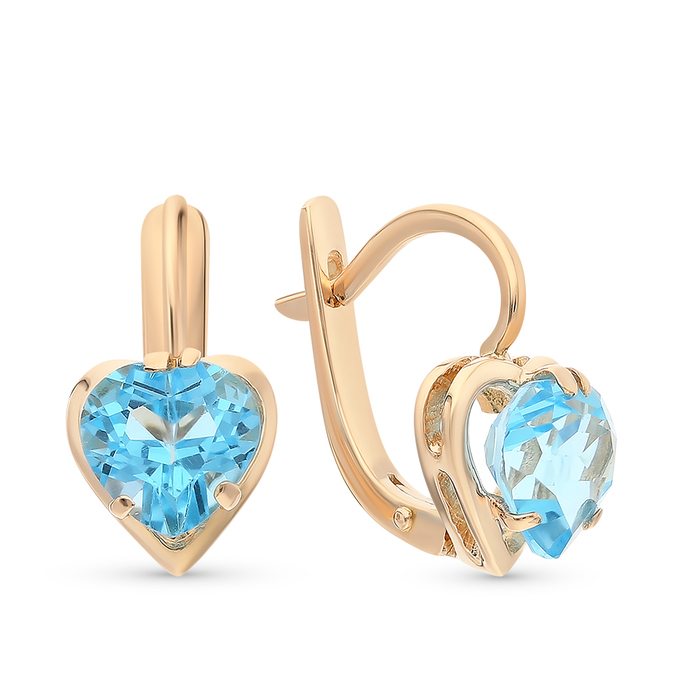Серьги из красного золота 585 пробы c 2 топазами
