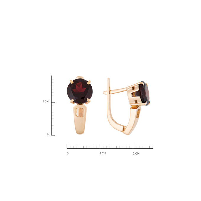 Серьги из золота 585 пробы c 2 гранатами, Л 3309 3708 за 47120