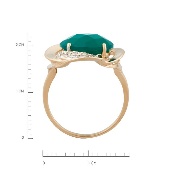 Кольцо из золота 585 пробы c хризопразом и фианитами, Л 6202 1475 за 39200