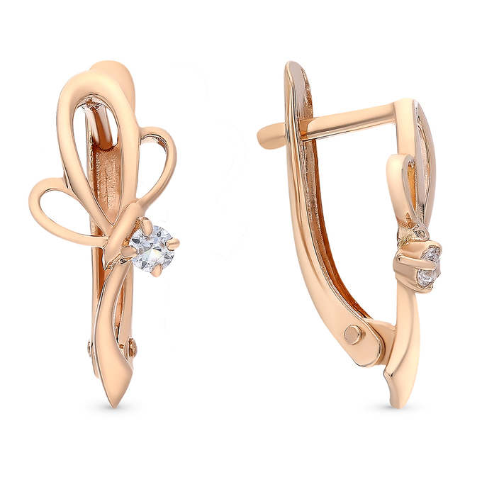 Серьги из золота 585 пробы c фианитами
