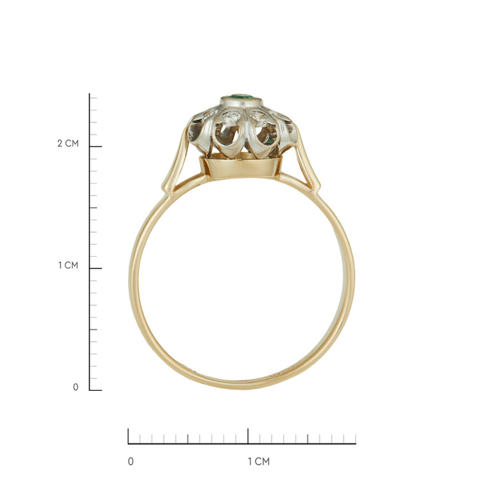 Кольцо из золота 585 пробы c изумрудом и бриллиантами, Л 1812 0576 за 38000