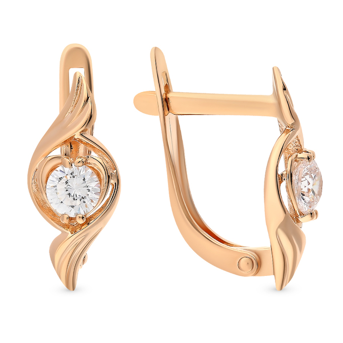 Серьги из золота 585 пробы c фианитами