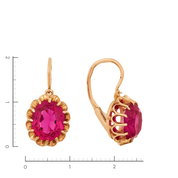 Серьги из золота 583 пробы c 2 корундами